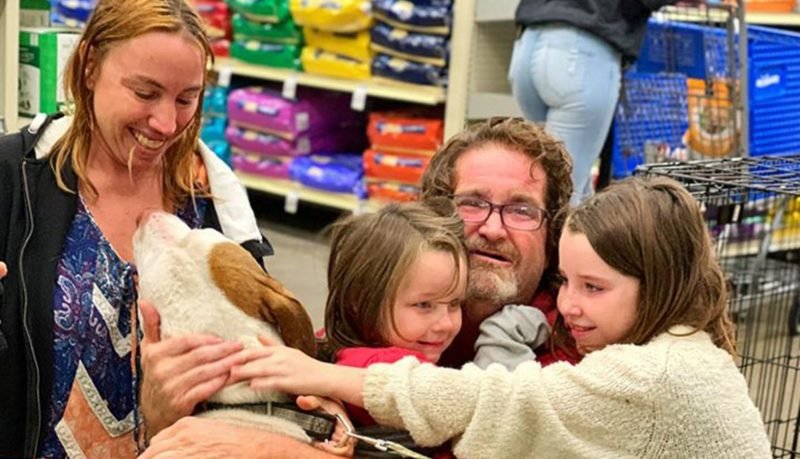 The family was reunited with their dog, who went missing in the summer, while they lined up at the shelter to adopt a cat